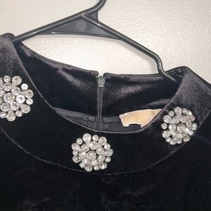 Michael kors black  Velvet Dress with Rhinestone Accents